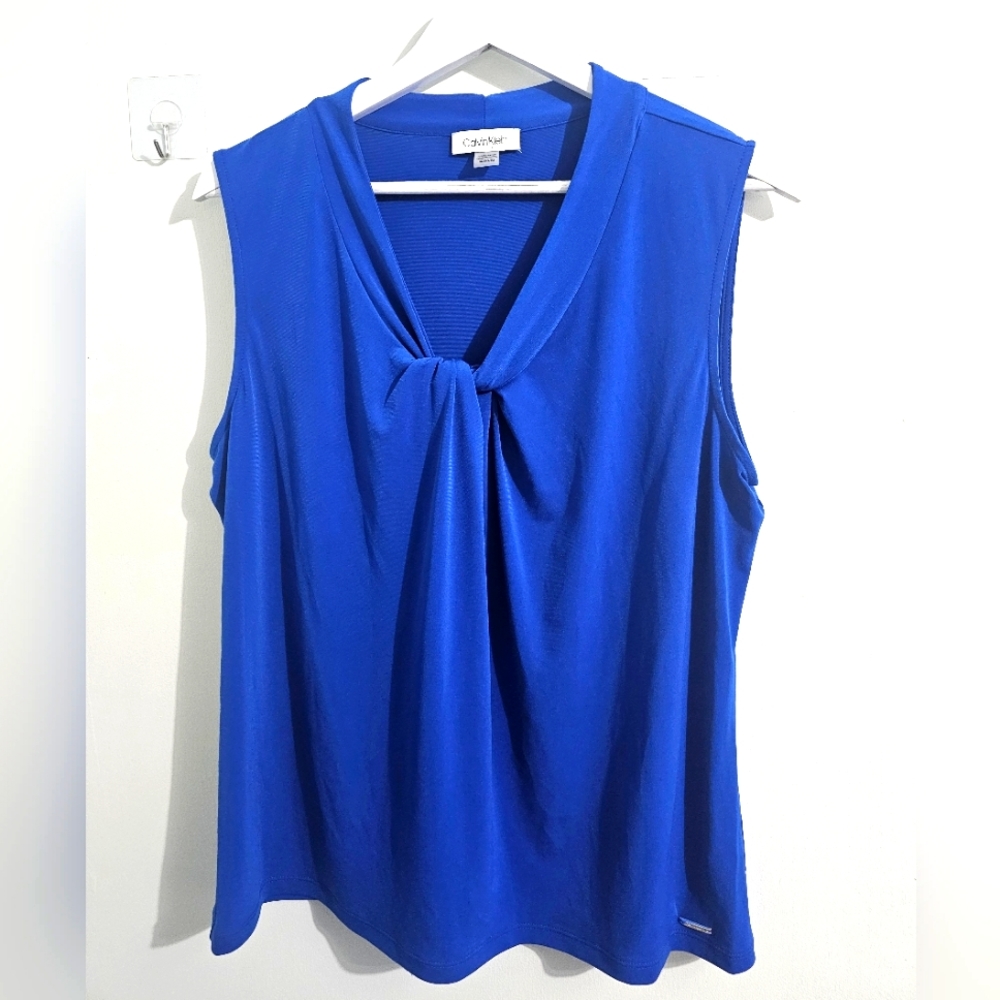 Calvin Klein Women Sleeveless Navy Blue Blouse